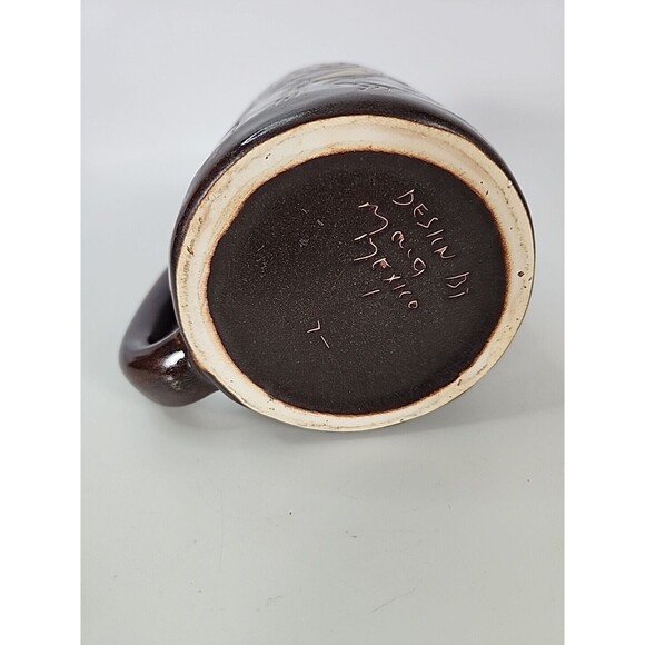 Signed Design By Mara Mexican Art Pottery Stoneware Coffee Mug Cup 16oz - Picture 5 of 10